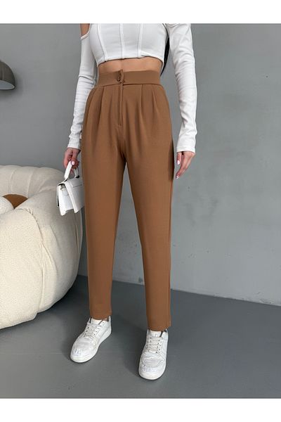 alanora Women's High Waist Carrot Cut Stretch/Lycra Fabric Pants