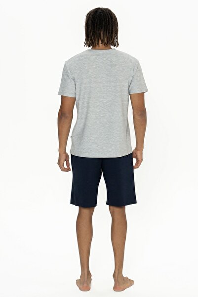 U.S. Polo Assn. U.s Polo Assn. 18886 Чоловічий комплект піжами з коротким рукавом, велосипедним коміром і шортами - сірий