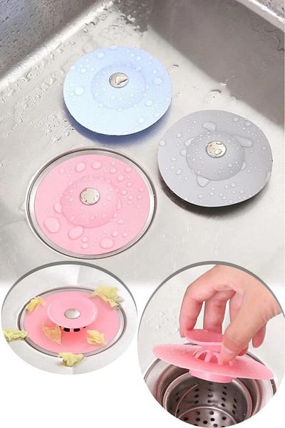 jetfast 2Pcs 2 Stage Touch Sink Plug Silicone Sink Drain Stopper Strainer