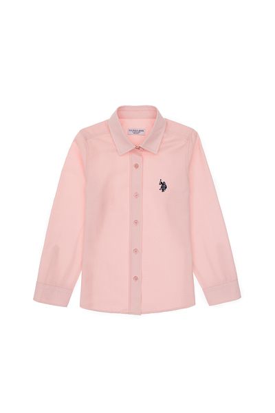 U.S. Polo Assn. Girl's Light Pink Long Sleeve Basic Shirt 50306588 -Vr078