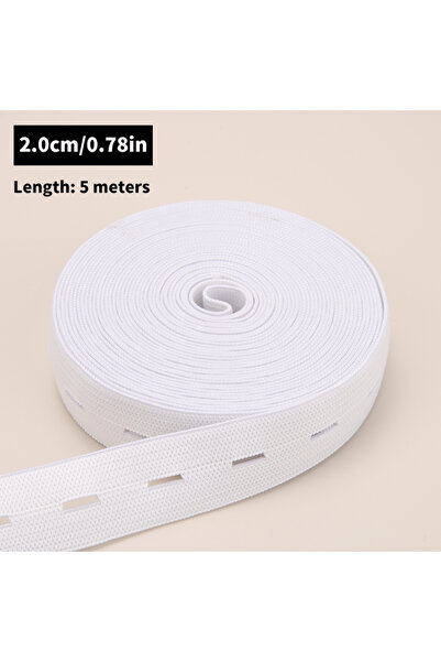 Choice أخرى أخرى أبيض20 مم 5 أمتار 5 أمتار حزام مطاطي بفتحة أزرار مضفرة، حزام...