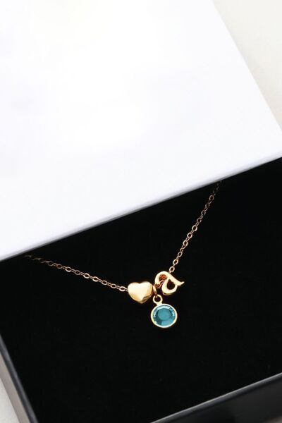 Papatya Silver 925 Ayar Gümüş Gold Mini Üç Boyutlu A Harfi Kalp Doğum Taşlı Kolye