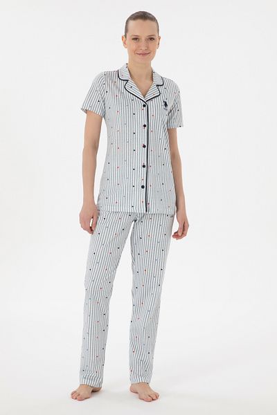 U.S. Polo Assn. طقم بيجامة نسائي باللون الأزرق الداكن 50312911 -VR033