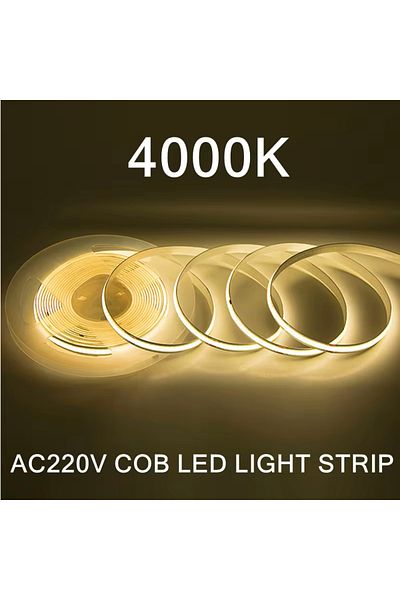 Choice 2m Ac 220v 4000k-natural White 1-5m 220v Flexible Tape Lights Cob Led Strip Light Smart Ic No Need D