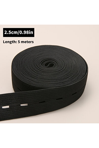 Choice أخرى أخرى أسود25 مم 5 أمتار 5 أمتار حزام مطاطي بفتحة أزرار مضفرة، حزام...