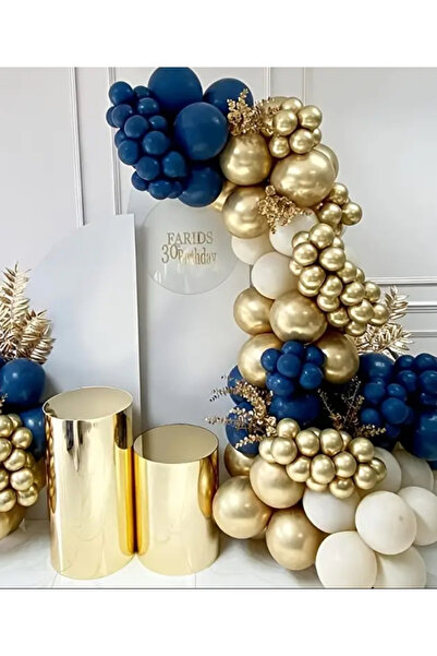 Çemrek Süs Parti Lacivert Gold Krom Deniz Kumu Balon Zinciri Seti 100 lü
