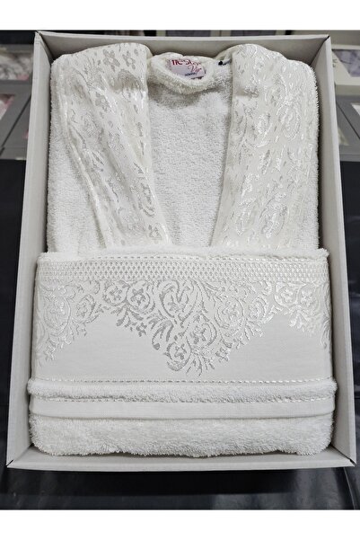 Fiesta Bukle Tekli Pamuk Bornoz 2 Parça (Havlulu)