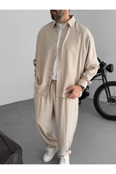 BYBASICMAN Beige Gabardine Fabric Basic Shirt Jj-172/246