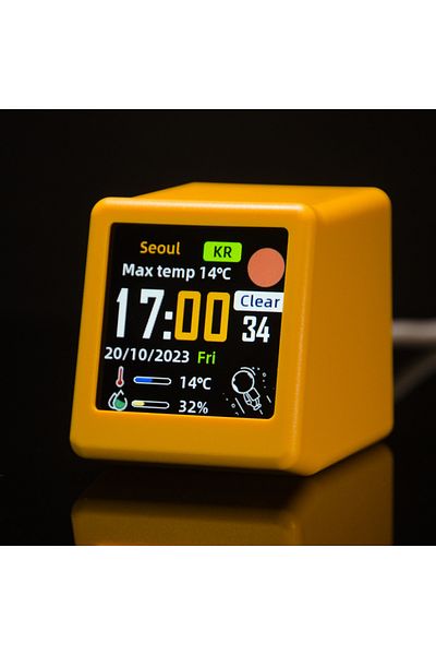Choice Ultra-yellow Super Cool Mini Wifi Desktop Weather Digital Clock Station With Ips Lcd Screen Gadget F