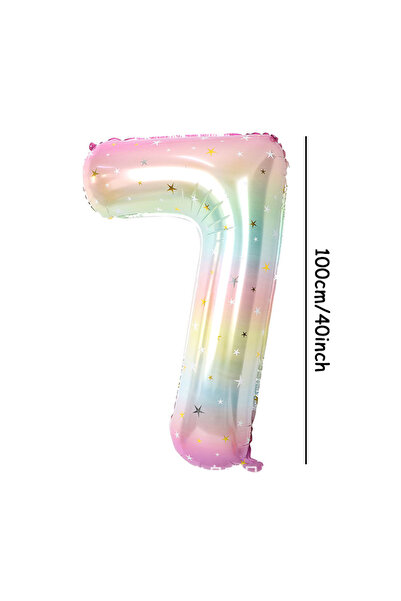Choice 40inch Number 7 1pc 40inch Pastel Rainbow Number Foil Balloons Star Sk...
