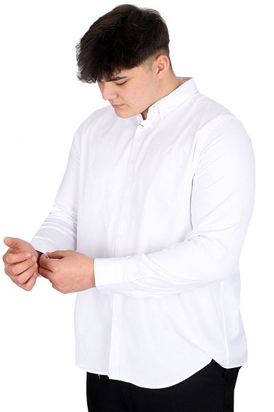 ModeXL Ανδρικό μακρυμάνικο πουκάμισο - Mode XL, Plus Size, Classic OXFORD U20368 Λευκό