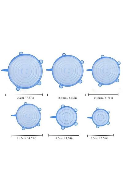 Choice 6pcs Blue 6pcs Reusable Silicone Stretch Lids For Food Bowls - Multifunctional Fruit And Vegetable F