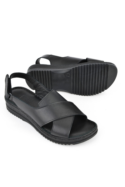 Ziya Women's Black Genuine Leather Sandals 1511051 Z036