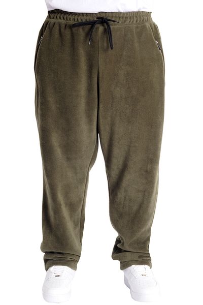ModeXL Mode XL Plus Size Ανδρικό Fleece Φούτερ Τσέπη με φερμουάρ 23499 Χακί