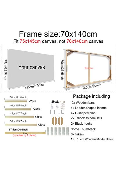 Choice 70x140cm 30x40 40x50 60x90cm Canvas Frame Wooden Frames Wooden Photo Oil Painting Canvas Diamond Pai