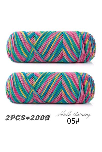 Choice 05 أرجواني أزرق قطعتان من خيوط الصوف الملونة المكونة من 5 خيوط من القط...