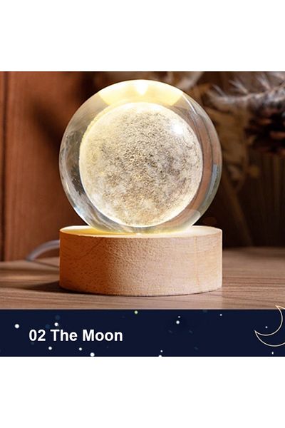 Choice Moon 3D Crystal Ball Lamp with Galaxy and Planetary Projections USB Night Light for Cozy Atmosphere