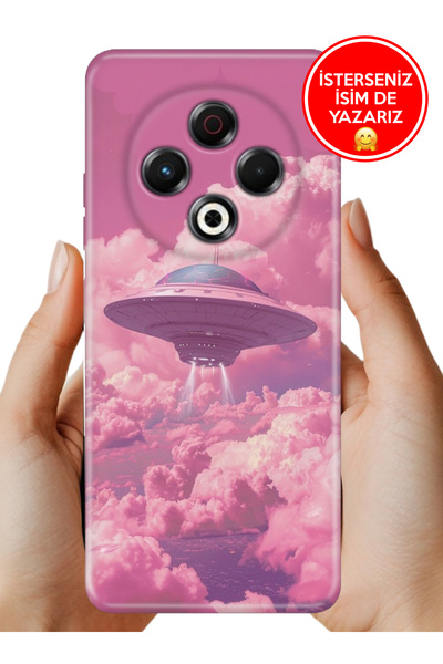 TECNO Spark 30 Kılıf Desenli Rubber Kamera Korumalı Silikon Pembe Ufo