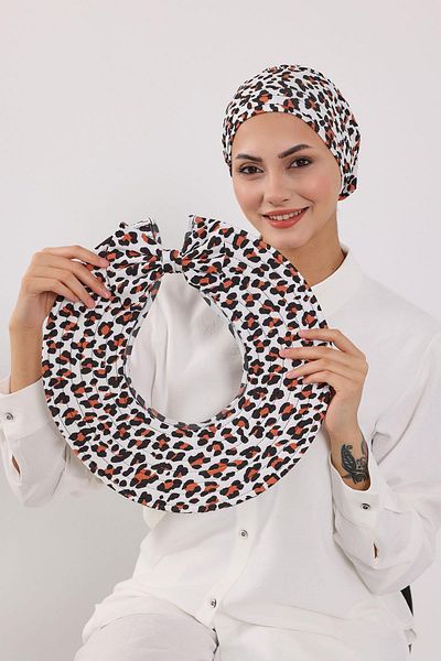 Aisha's Design عمامة قبعة بونيه مع قبعة منقوشة على شكل فيونكة قابلة للإزالة، S-4YD