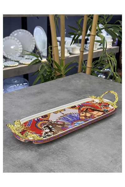 ACAR Dream Series Luxury Hrns Rectangular Porcelain Presentation Tray with Handles