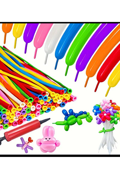 Çemrek Süs Parti Gemar بالون سجق مختلط ومضخة بالون 50 قطعة