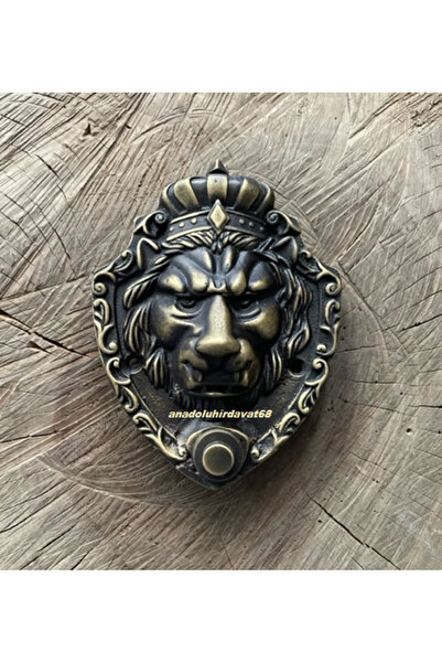 DMR KRAL ASLAN ZİL ANTİK SARI PİRİNÇ KAPI ZİL DÜĞMESİ ANTİK ZİL DÜĞMESİ