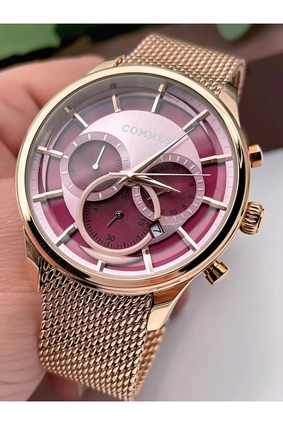 COMMES Men's Wristwatch Crono Functions Active Steel Mesh Strap