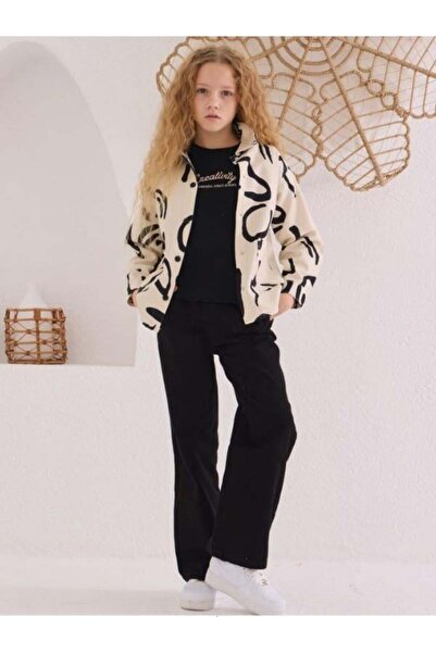 Zekids Κοριτσίστικο παντελόνι με φαρδύ πόδι με ελαστική προσαρμογή στη μέση