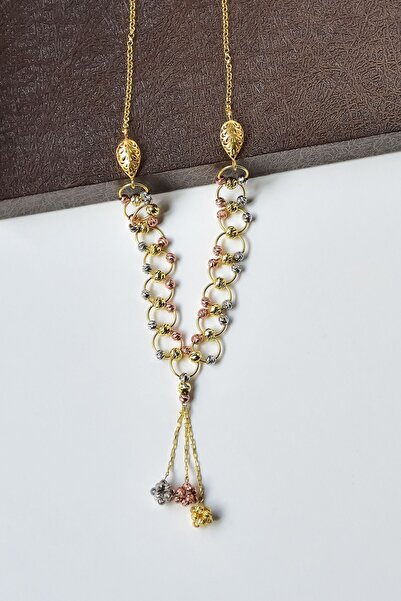 Papatya Silver 925 Ayar Gümüş Üç Renk Kaplama Fantesi Dorika Toplu Gerdanlık ...