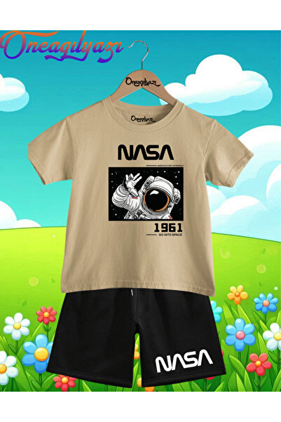 oneagılyazı NASA 1961 Štampano Oversize kroj Dječje šortseve T-shirt setovi