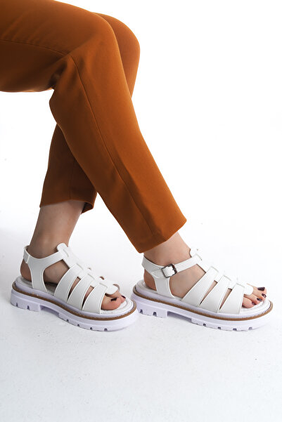 Redoxy Women's Special Design Thick Serrated Sole Cage Model Gladiator Sandals