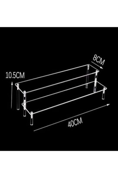 Choice 40x8x10cm 2 Tier 1-4 Tier Acrylic Display Stand Durable Display Rack For Cupcake Perfume Doll Transp