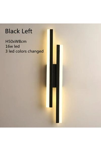COOINJOY 3 Colors Changed Black Left Modern Ledwall Lamp Wall Sconces Copper Line Pipe Acrylic Lampshade Indo