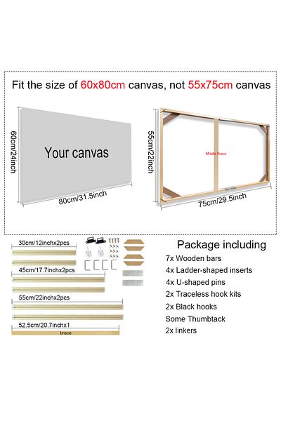Choice 55x75cm 30x40 40x50 60x90cm Canvas Frame Wooden Frames Wooden Photo Oil Painting Canvas Diamond Pain