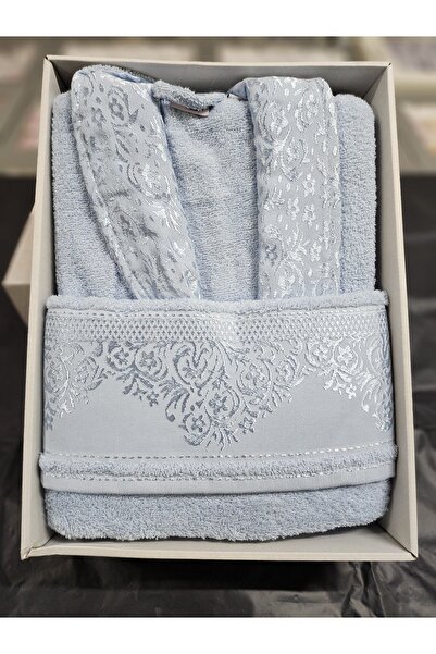 Fiesta Bukle Tekli Pamuk Bornoz 2 Parça (Havlulu)