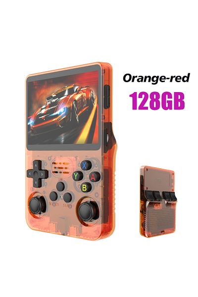 BOYHOM Orange 128G R36S Retro Handheld Video Game Console Linux System 3.5 Inch IPS Screen Portable Pocket