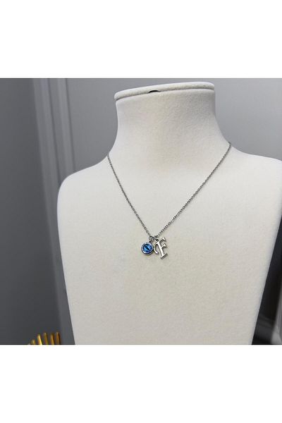 Store F Letter Necklace - Evil Eye Beaded Letter and Chain Pattern