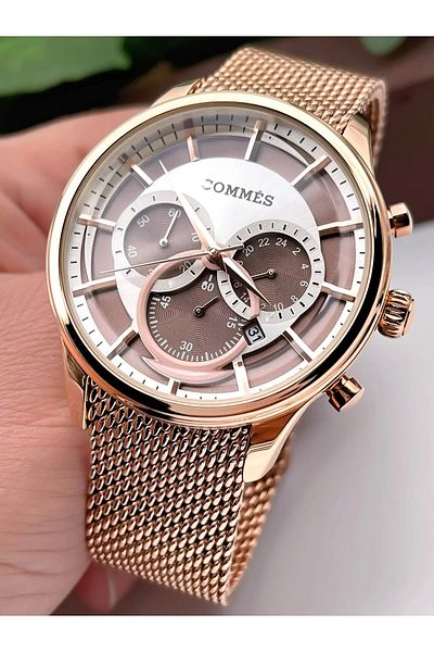COMMES Men's Wristwatch Crono Functions Active Steel Mesh Strap