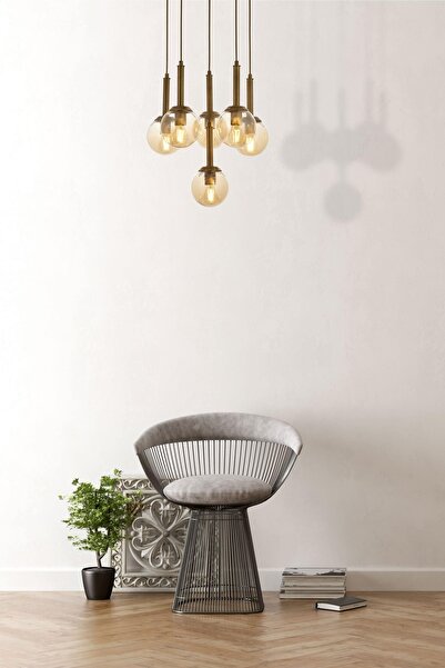 Avonni Avonnı Av-60216-6ket ESKİTME Kaplama Modern Avize, E27, Metal, Cam, 50cm