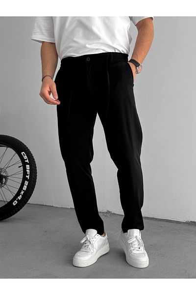BYBASICMAN Black Regular Fit Parachute Fabric Trousers Yp-5006