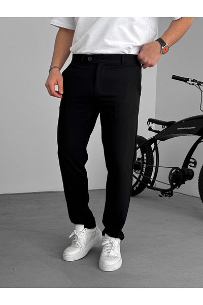 BYBASICMAN Black Slim Fit Fabric Pants Ke- Fashion Board