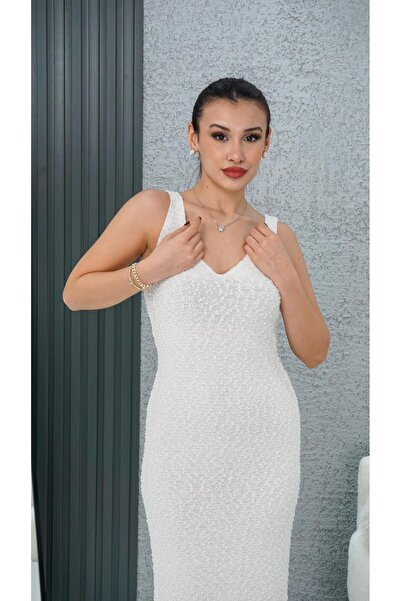 Neva Wear Φόρεμα με λαιμόκοψη σε σχήμα V Λευκό