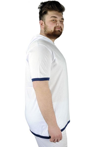 ModeXL Мъжка тениска с качулка, каре, 22136, бяла