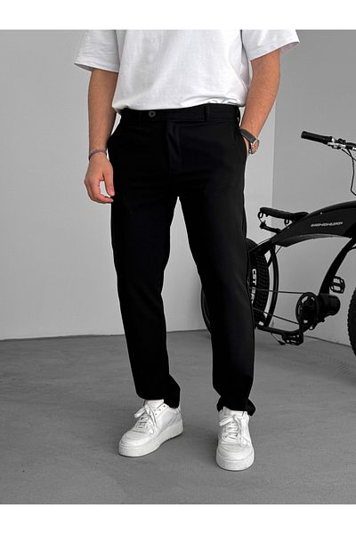BYBASICMAN Black Slim Fit Fabric Pants Ke- Fashion Board