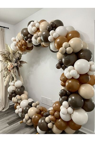Çemrek Süs Parti Chocolate Brown Sea Sand Caramel Balloon Chain Set of 100