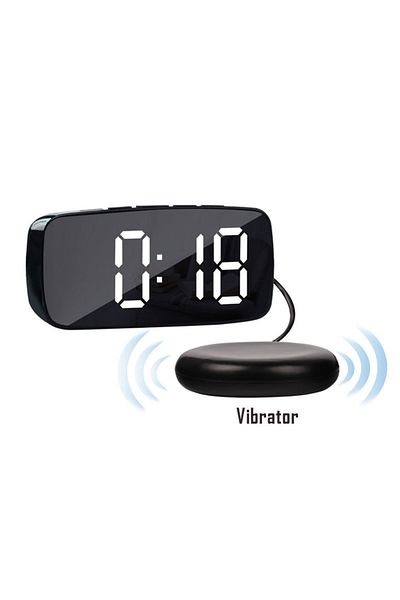 Choice black Super Loud Vibrating Alarm Clock with Bed Shaker Multifunctional Dual USB for Heavy Sleeper De