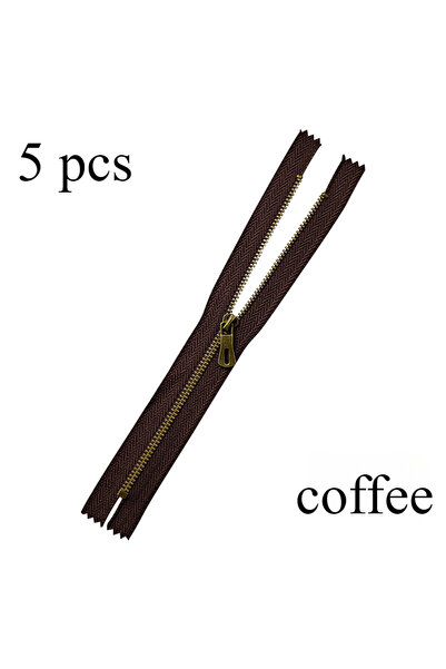 Choice1 30 سم، 3#، 5 قطع - قهوة، 5 قطع، 3#، 15 سم - 30 سم، حقيبة جلدية بسحاب ...