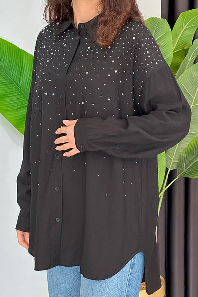 REMSA Stoned Oversize Shirt Black 34818
