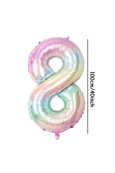 Choice بالون رقم 8 مقاس 40 بوصة، قطعة واحدة، بالون فويل بألوان قوس قزح باستيل...