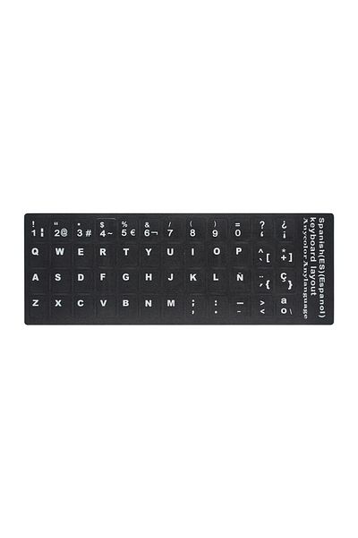 Ninth World Spanish Black Color Ru Keyboard Stickers Cover Letter Russian English Spanish Non Transparent Unive